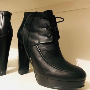 Kelsi Dagger heel booties in black leather